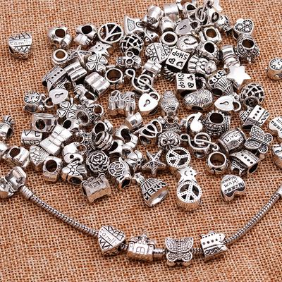 Large Sale Mixed Silver Color Alloy Charms Beads Fit Charms Bracelets Necklaces for Women More Than 1000 Style by Random