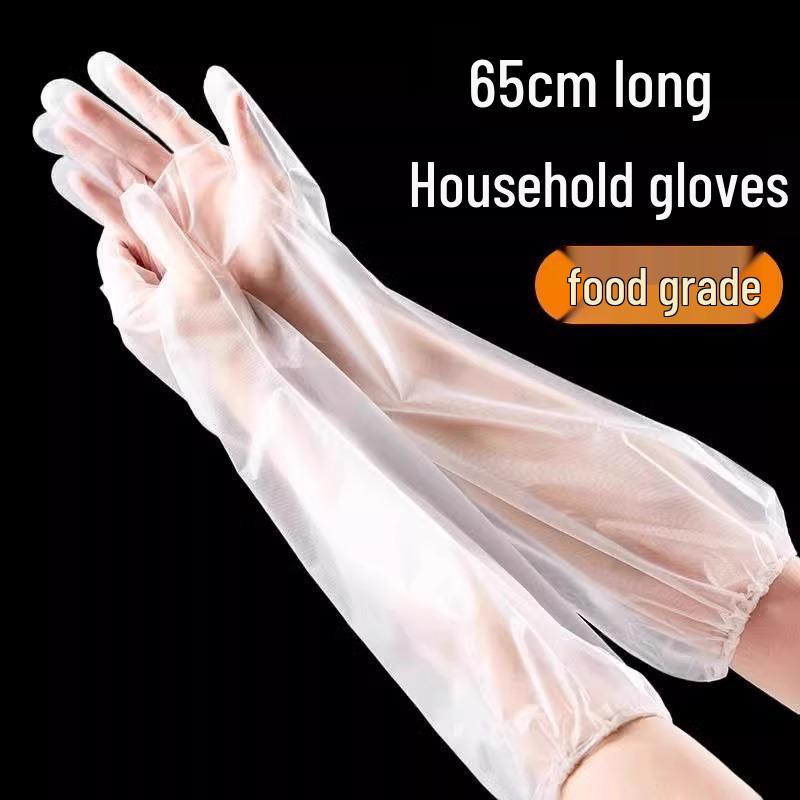 

Durable Extra-Long Waterproof Dishwashing Gloves with Elastic Cuffs