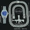 Hip Hop Persönlichkeit Pistolenanhänger Kubanische Kette Halskette Armband Uhr Set Modisches und Vielseitiges Herrenschmuck Geschenkbox Set