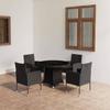 Outdoor Dining Sets 5 Piece Garden Dining Set Poly Rattan Black