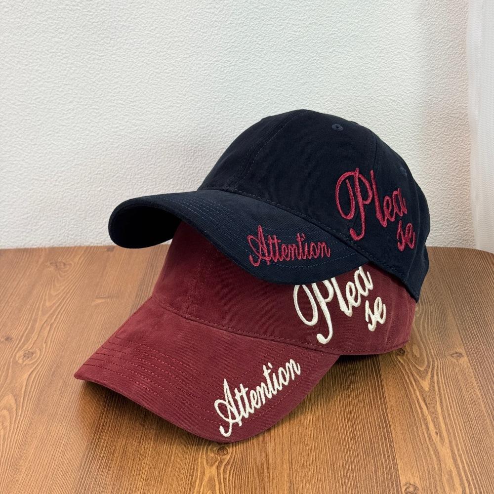 Fashion Hat American retro handwritten embroidered baseball cap made old men's and women's retro soft top baseball cap retro sunshade casual hat