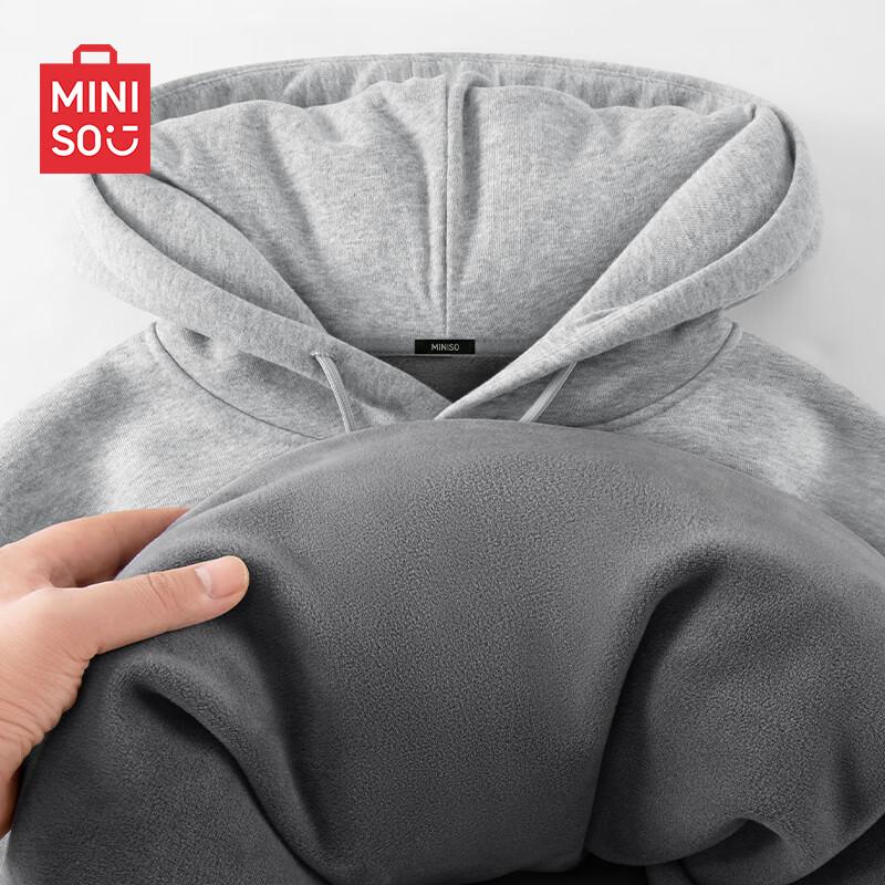 

MINISO Men s Fleece-Lined Hooded Sweatshirt M