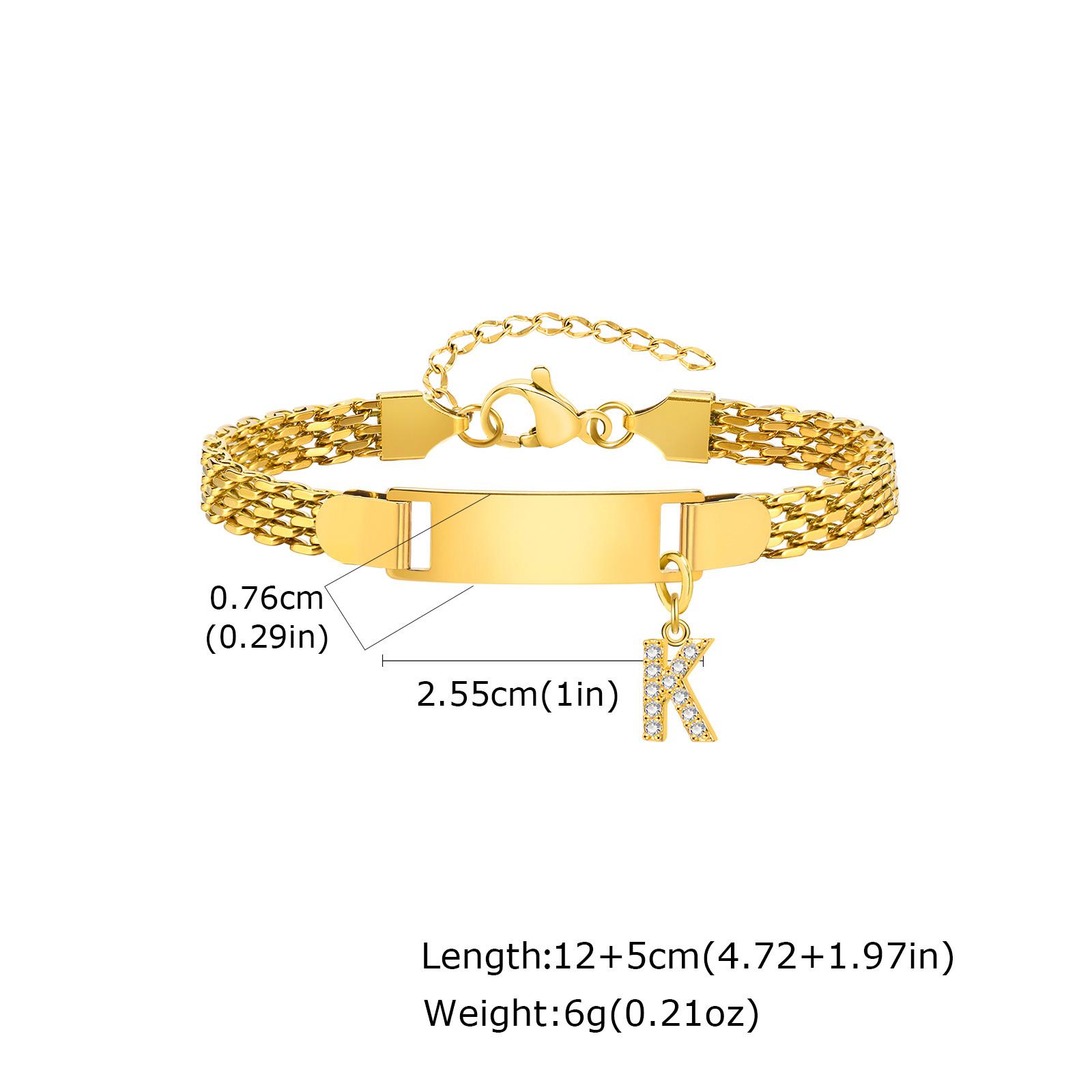 

Vnox Free Engraved 26 Letters Bracelets For Mom Baby, Stainless Steel Strap Chain With Curved Nameplate Wristband Birthday Gifts E