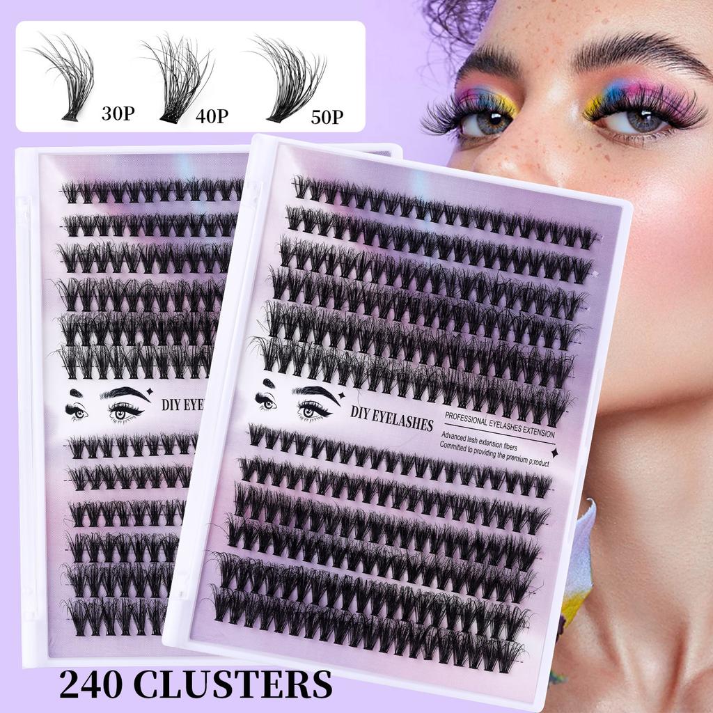 Diy Segmented Fried Hair Single Cluster False Eyelashes 12 Rows Large Capacity Daily Makeup