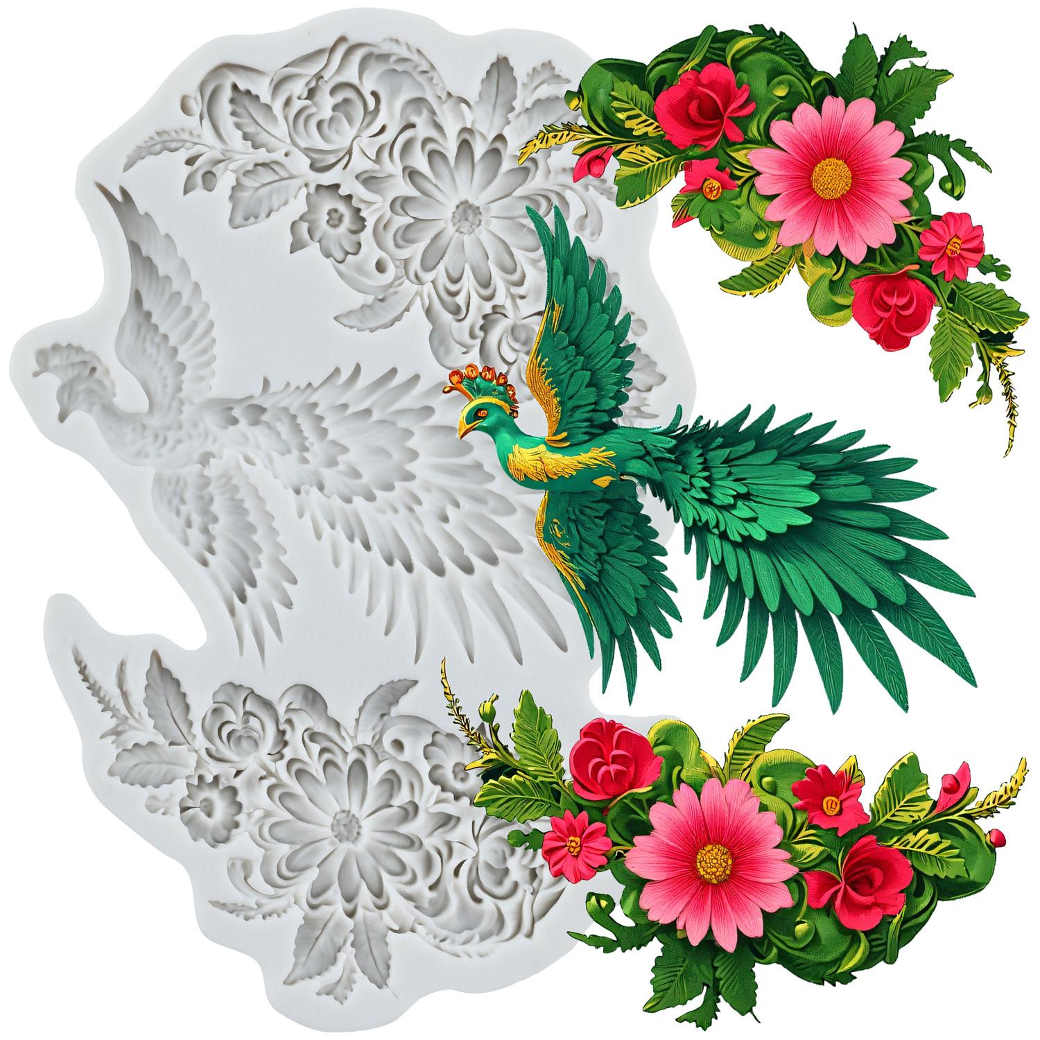 

Силиконовые формы Феникс Форма для мастики в виде цветка Инструменты для украшения торта Топпер для кекса Шоколадные конфеты Ремесло Гам-паста Полимерная глина серый