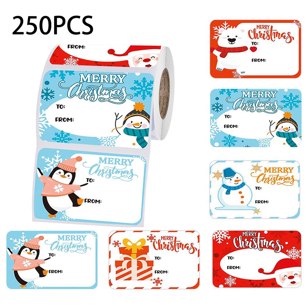 180Stickers/Roll Christmas Gift Label Stickers Blessing Tags Festive Design Santa Self Adhesive Sticker Gift Packaging Decoratio