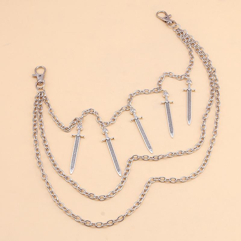Europe, America, longsword pendant waist chain multi-layer metal retro chain body chain sexy accessories