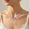 Simple Metal Shell Starfish Pendant Necklace for Women Bohemian Mixed Color Rice Beads Chain Necklace Beach Vacation Jewelry