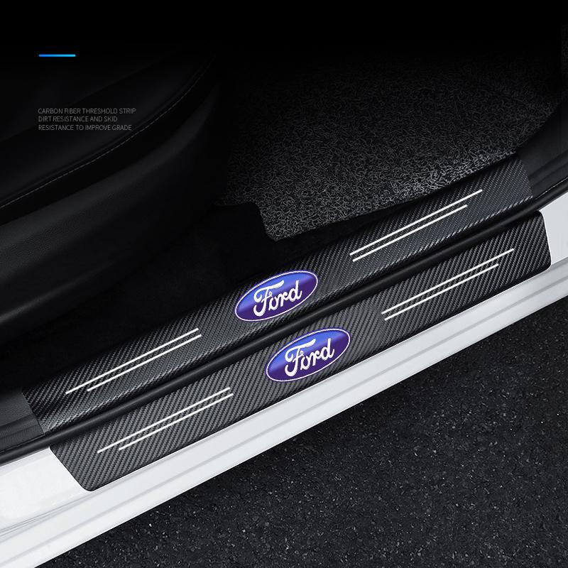 Carbon Fiber Car Sill Bar Non-Slip Anti-Scratch Auto Accessories For Ford Ranger Focus Kuga Mustang Mondeo Fusion Esco MK3 MK4