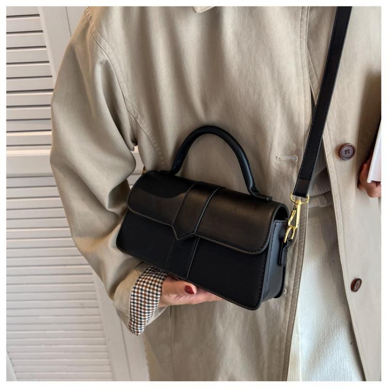 New solid color simple retro texture exquisite portable embroidery thread niche versatile single shoulder crossbody small square bag