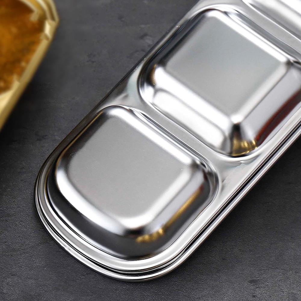 Stainless Steel Camping Seasoning Plate Tray Sauce Dish Spice Plates Pepper Roast Meat Sauce Dishes Bowl BBQ Tableware