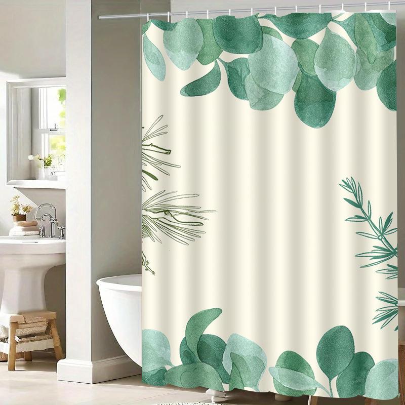 

Nordic Leaves Washable Dirt-Resistant Shower Curtain Shower Head Waterproof Polyester Bath Curtain For Home Decor Accessories W60H190(CM)-1 Pcs