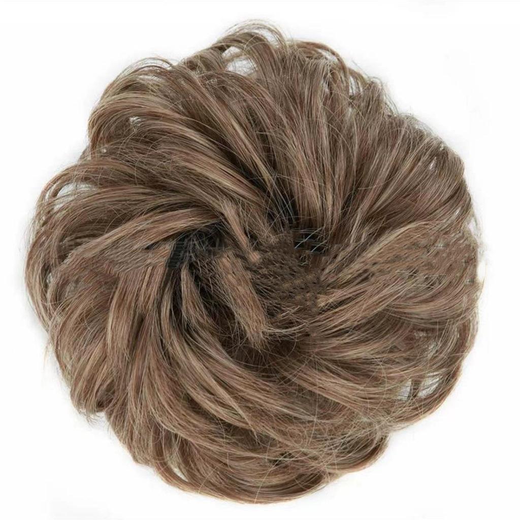 European & American Trendy High-Temp Silk Curly Hair Scrunchie Bun - Fluffy, Natural Elastic Hairpiece