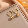 Simple Metallic Style Drop Earrings for Women Versatile Fashion Smooth Ball-Shape Pendant Jewelry Accessories for Female