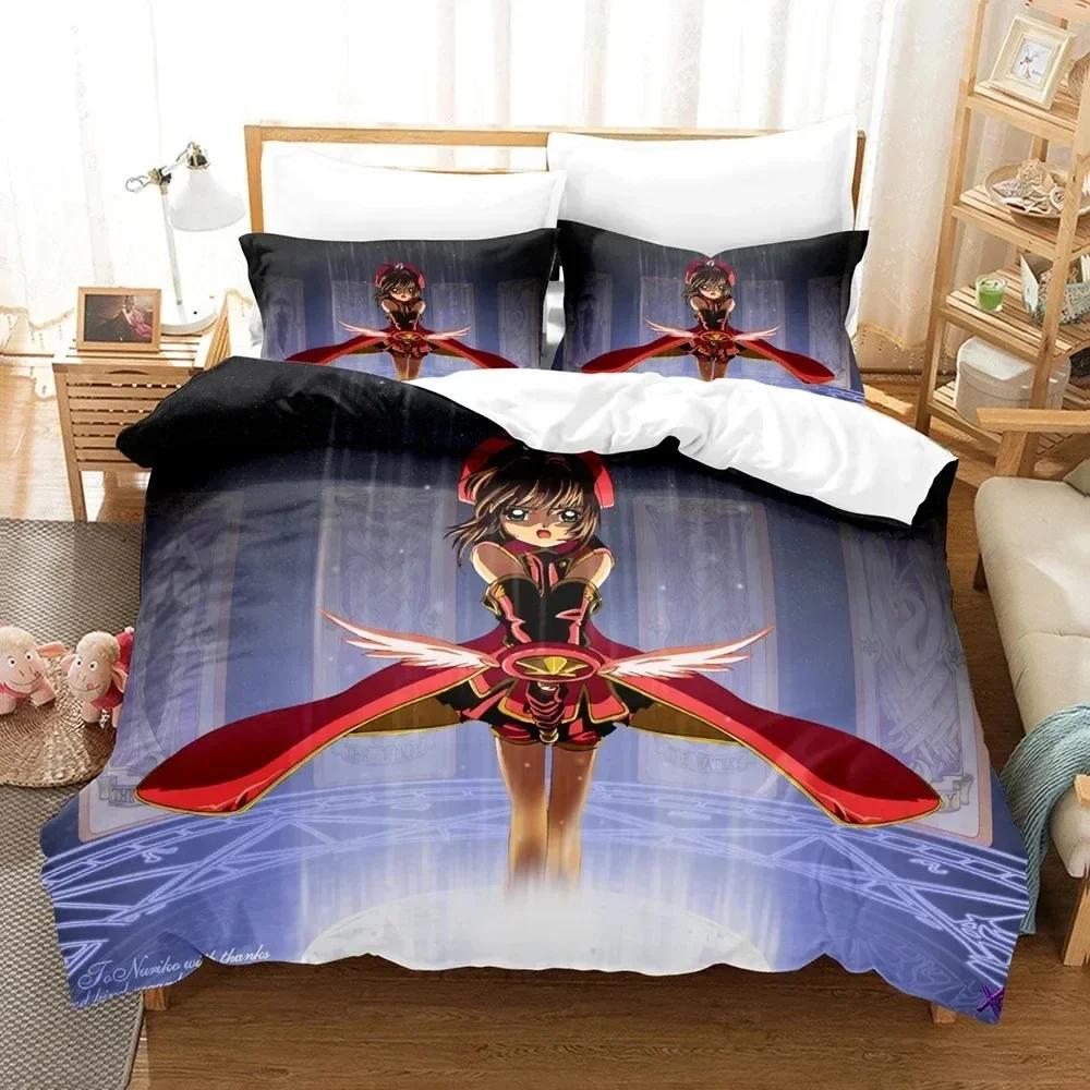 3D Print Anime Card Captor Sakura Comfortable Duvet Quilt Cover Pillowcase Bedding Set Children Bedroom Decoration Home Textile