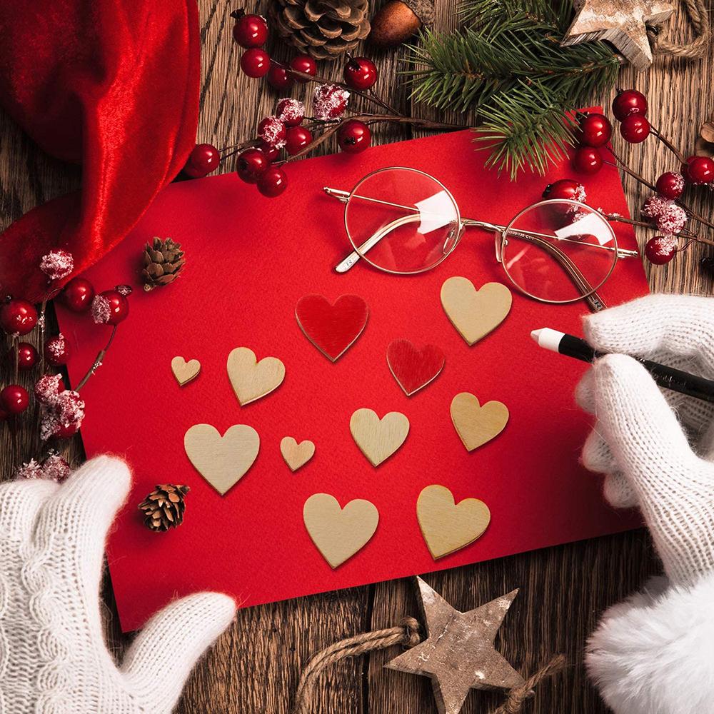 3–100 Stück unvollendete Holzherzen, blanke Holzscheiben, 1–10 cm, DIY-Bastelarbeiten, runde Holzscheiben für Weihnachtsmalerei, Hochzeitsdekoration