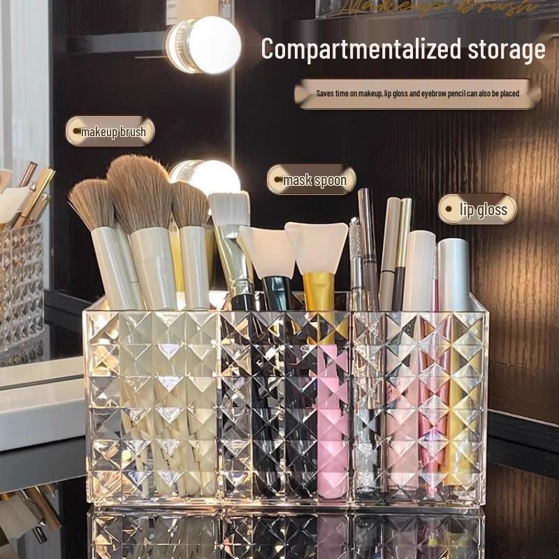 Transparent Acrylic Makeup Brush and Cosmetics Storage Holder