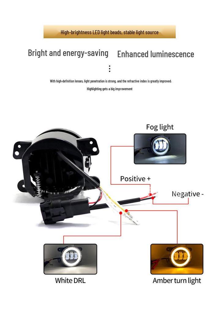 4" 30W LED Fog Light with Angel Eye Turn Signal for Jeep Wrangler JK/TJ
