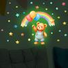A Cartoon Bear Holding Balloons and A Rainbow-shaped Night Light Sticker for Wall Decoration in The Bedroom.