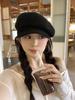 Summer Big Head Circumference Linen Hollow Hat Female Summer Old Money Wind Beige Beret Female Face Small Newsboy Hat