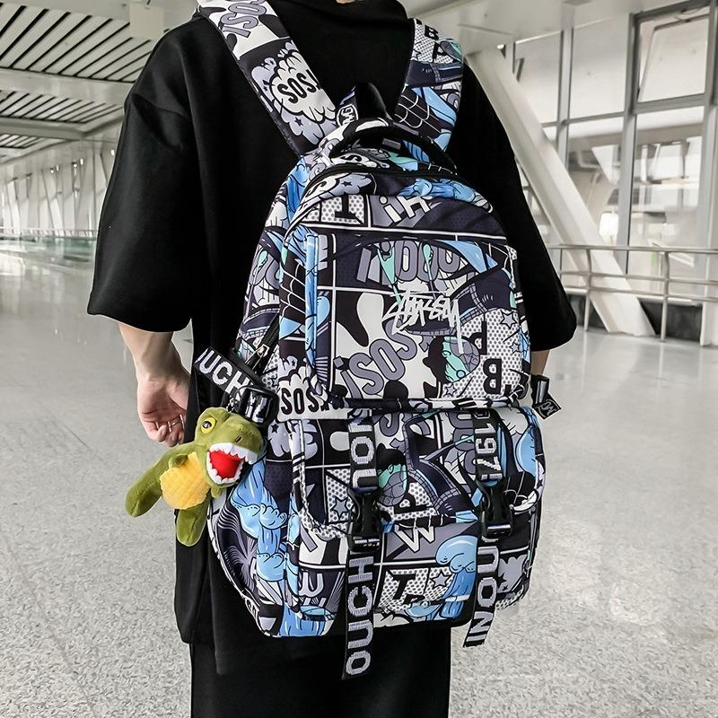 Backpack Men's New Personality Graffiti Middle School Student Schoolbag Brand College Student Couple Travel Backpack
