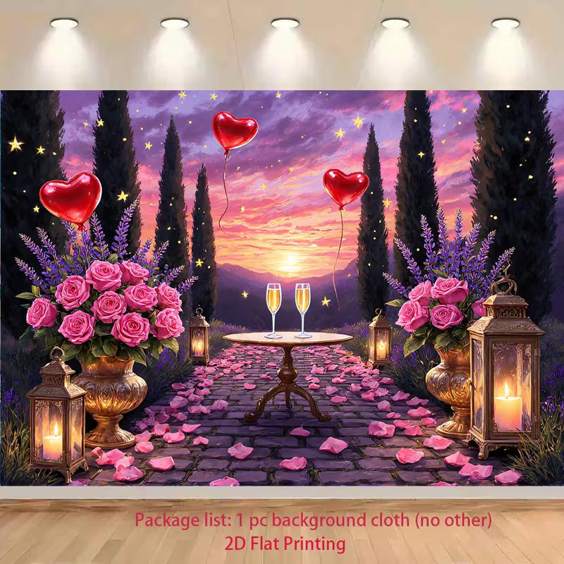 

2D Love Rose Sunset Photo Booth Background for Romantic Events 47.2x31.5inch/120*80cm