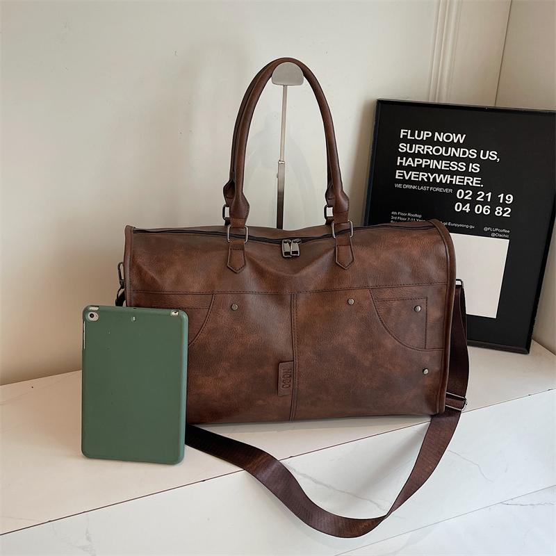 Large Capacity Handbag Short Distance Travel Bag PU Women's Fitness Luggage Bag