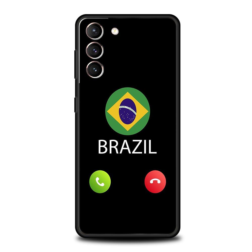 Brazil Brazilian Flag Football Phone Case For Samsung Galaxy S23 S22 S21 S20 FE Ultra 5G S10 S10E S9 S8 Plus 10 20 Soft Cover