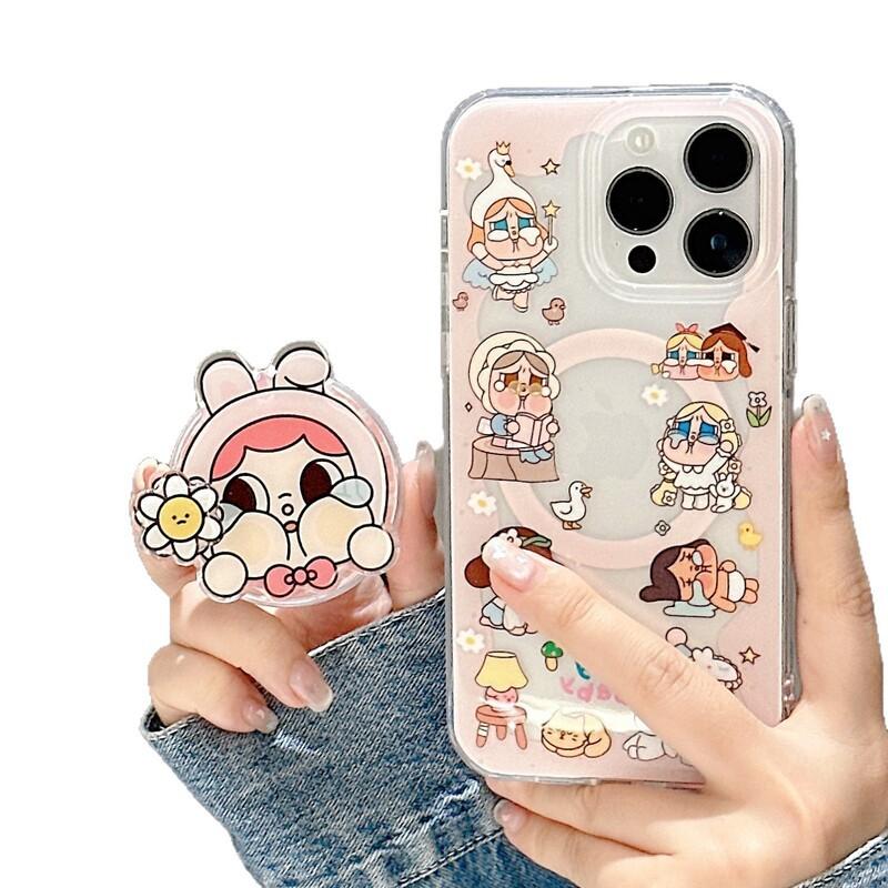 Cute Crying Doll Magnetic Phone Case IPhone 13 14 15 16 17 Series Dual-Sided IMD Back Cover Shockproof Scratch Resistant