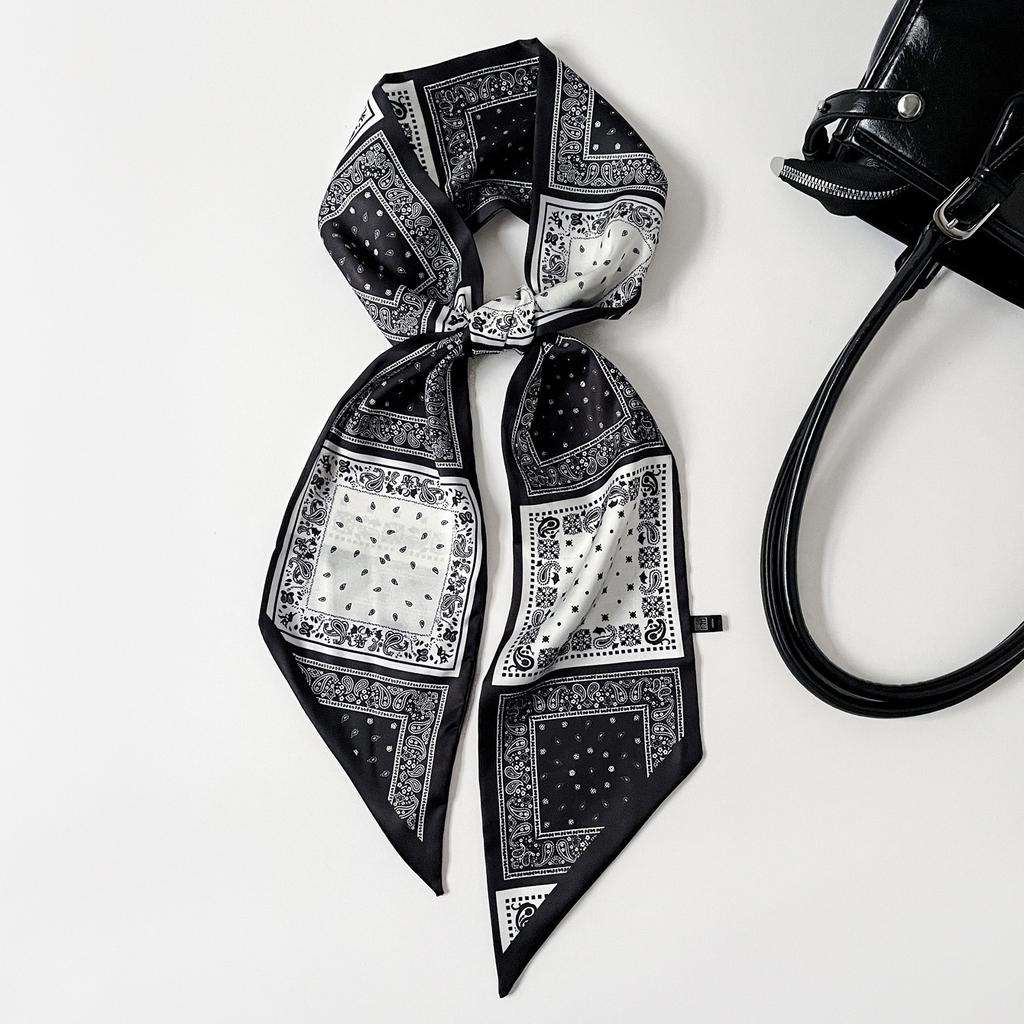 Double-layer scarf, streamer, women's cashew print silk scarf, long strip, high-end sense binding bag decoration, suit scarf, silk scarf wholesale
