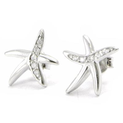 [I3629] - Silberne Ohrringe 'Sterne des Meeres' weiß-silbern (rhodiniert) - 12x12 mm