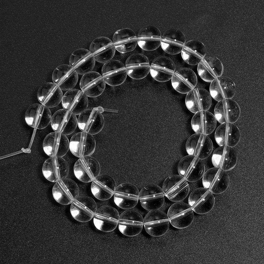1 Strand Transparent Glass Beads 4/6/8/10/12mm Clear White Round Loose Beads For Jewelry Making DIY Necklace Bracelets Supplies