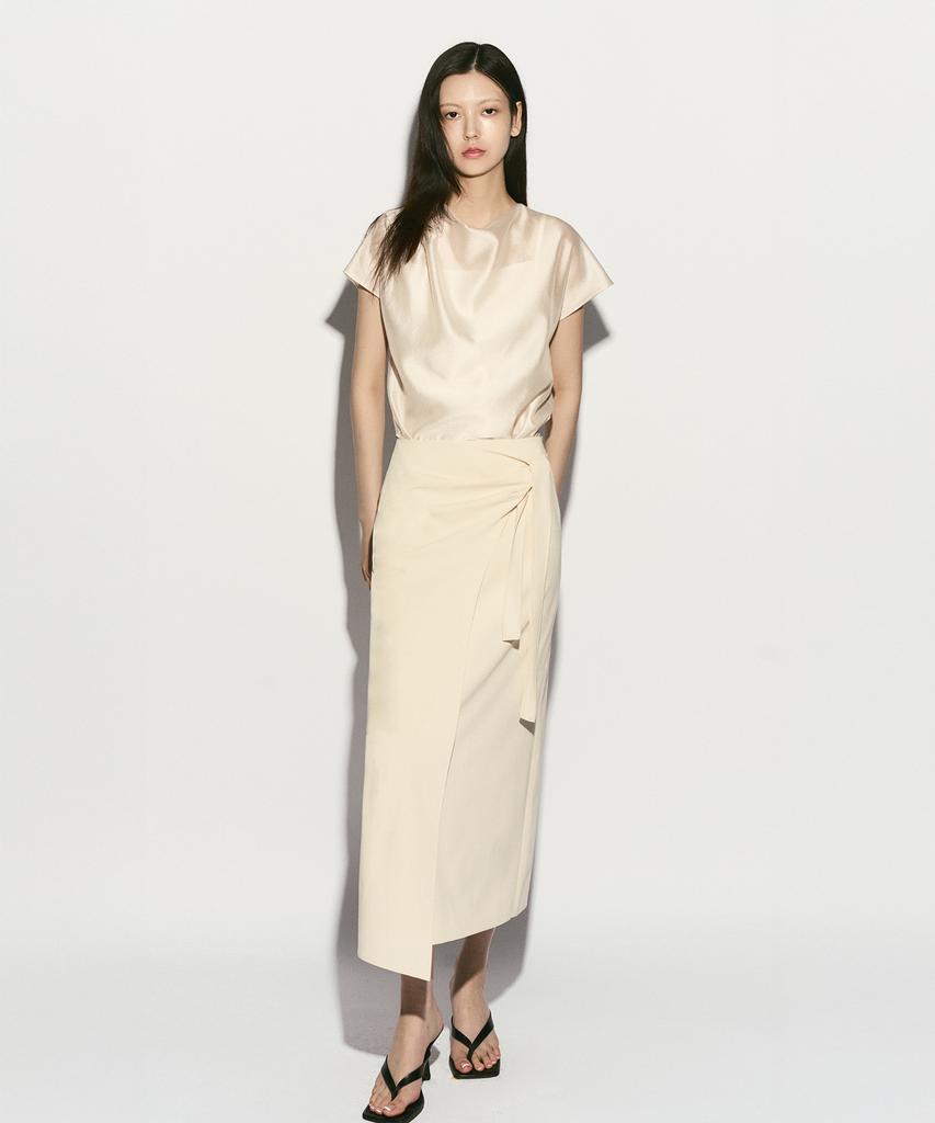 RE RHEE Asymmetric Hem Side Tie Skirt