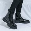 Business Casual Men's Leather Ankle Boots Lightweight Fashion Platform Boots For Man Quality Lace-up Round Toe Man Dress Shoes