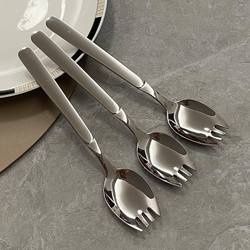 316 stainless steel fork household spoon and fork integrated two-in-one dual-purpose children's pasta fork salad spoon salad fork home 4