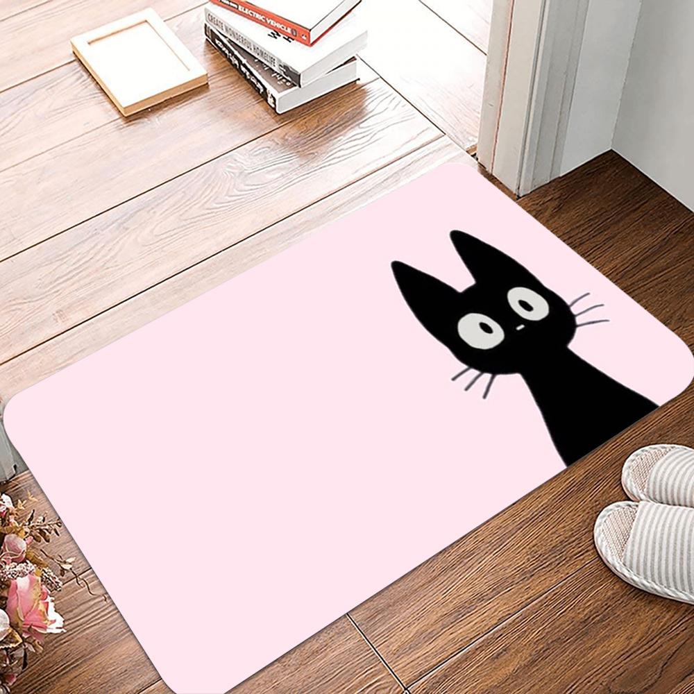 Black Cat Print Welcome Mat Anti-Slip Carpet For Bathroom Kitchen Bedroom Living Room Entrance Rug Home Decor Doormat