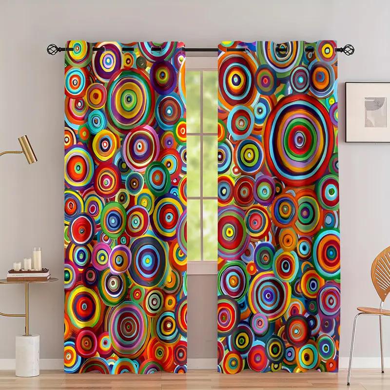 Bohemian geometric polka dot printed curtains   bedroom and living room   home decoration   room decoration