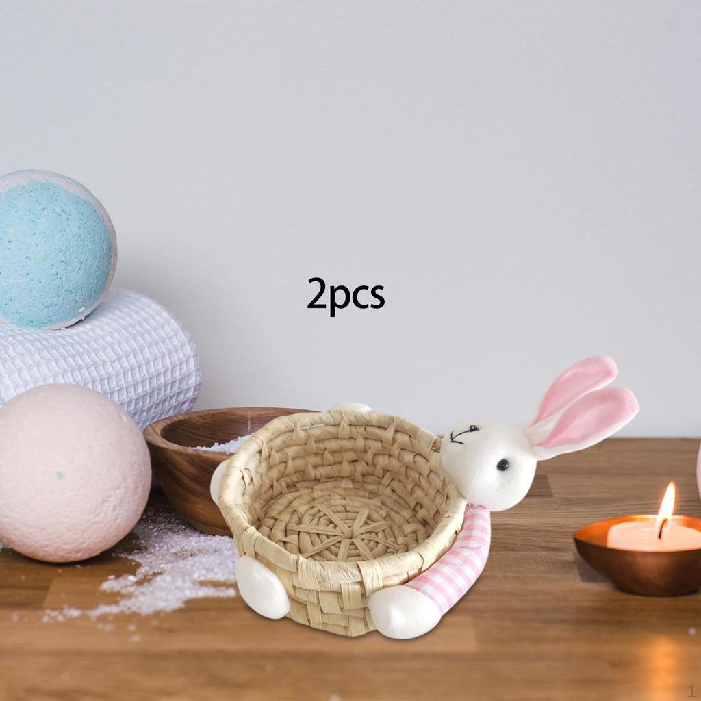 Easter Basket Bunny Shape Decorative Storage Rustic Cute Reusable Candy Gift