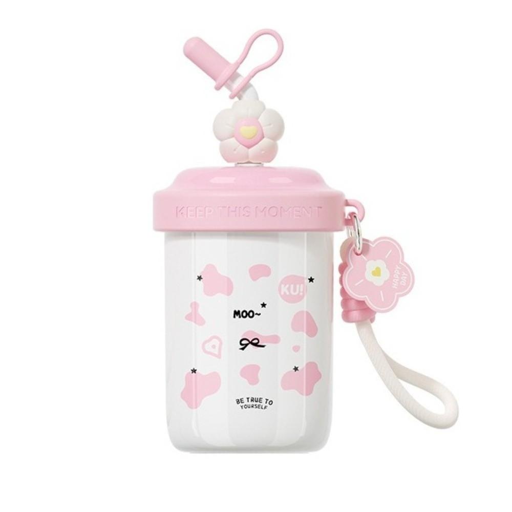Cute Stainless Steel Straw Mixing Insulated Cup Leak Proof 520ml Vacuum Tumbler Keep Hot &Cold with Handle Milk Coffee Mug