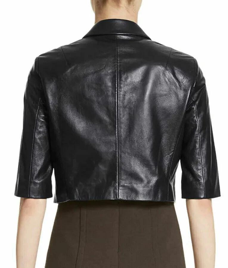 Cropped Handmade New Women's Stylish Leather Blazer Short Soft Lambskin Leather