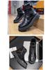 Men's Black Leather High-Top British Style Motorcycle Boots
