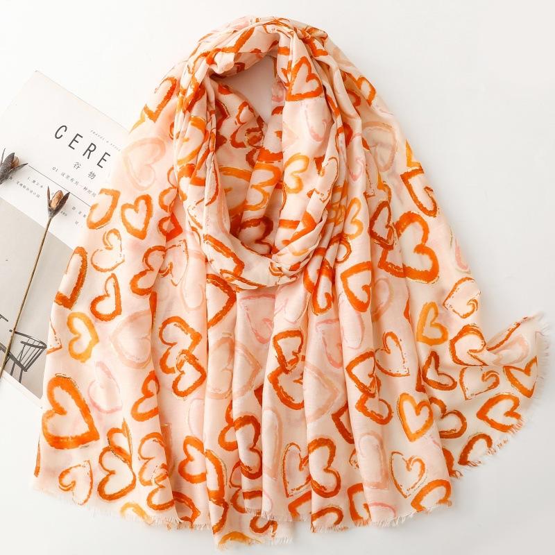 

Pink Heart Women Viscose Scarf Summer Beach Shawl Cotton Linen Feeling Tassel Pashmina Muslim Hijab Wrap Lady 88x180cm
