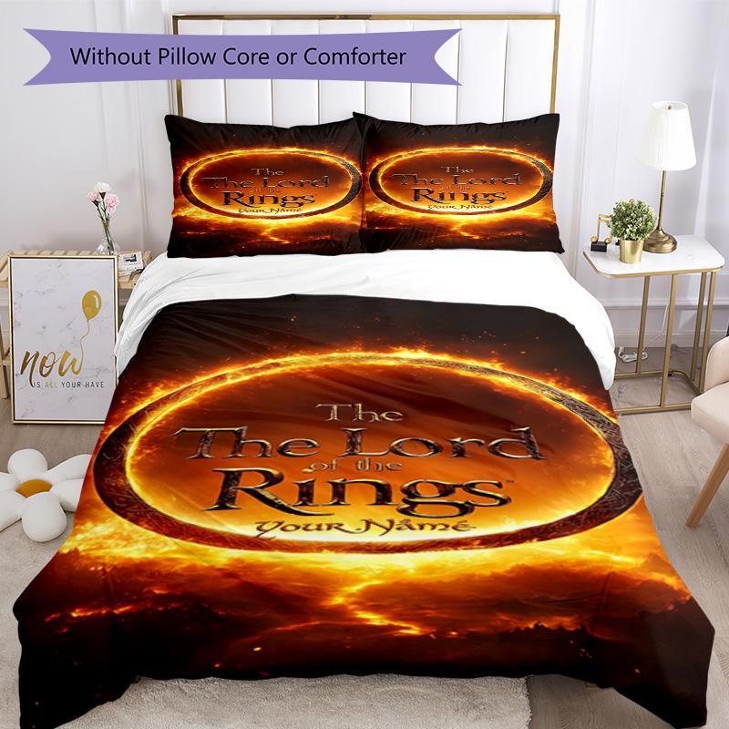 Lord Rings Customize Text Bed Sheet Set Suitable for Living Rooms Soft Bedding Bedroom Decor Best for Christmas