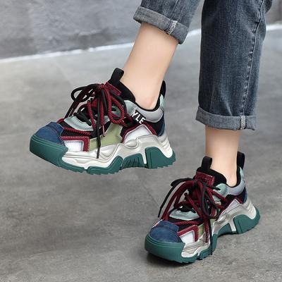 Leather Dad Shoes Women's Autumn Retro Lightweight Casual Shoes Platform-soled Versatile Sports Women's Shoes Spring Trendy Shoes