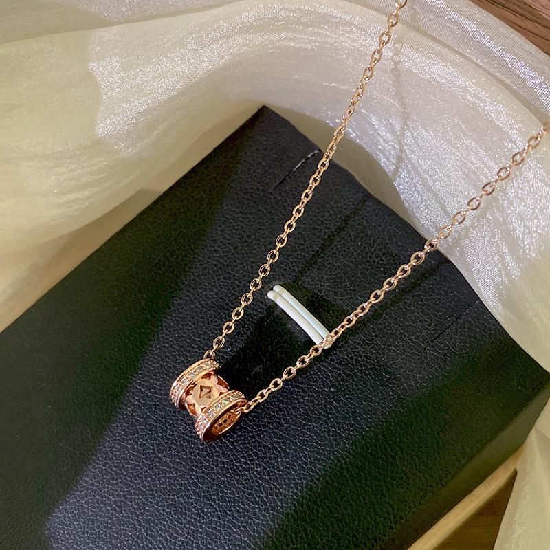 Light Luxury Zircon Full Diamond Choker Necklace Titanium Steel Versatile Minimalist Accessories for Women