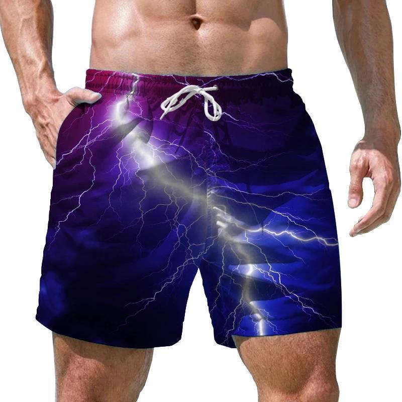 Summer Men's Lightning 3D Printed Beach Shorts