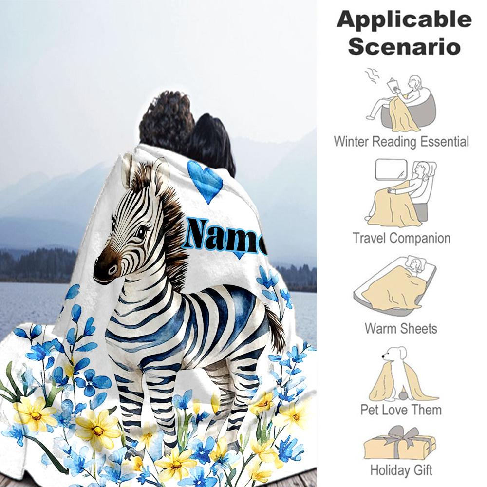 Zebra Customize Your Name Blanket Lightweight Customizable Blanket Durable Comfort Perfect for Bedding Chair Home Decor Living Room