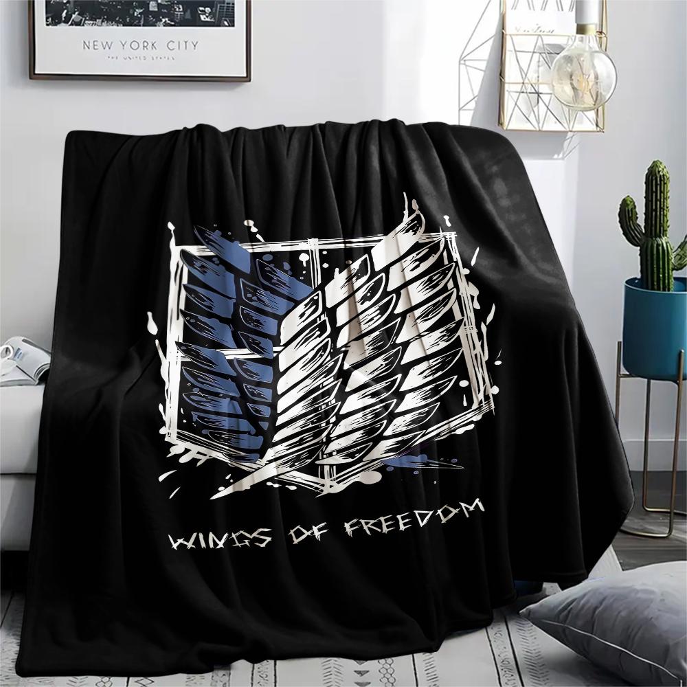 1PC Attack On Titan Print Flannel Blanket, High Quality All Seasons, Home Decor, Warmth and Comfort, Perfect for Christmas Gifts
