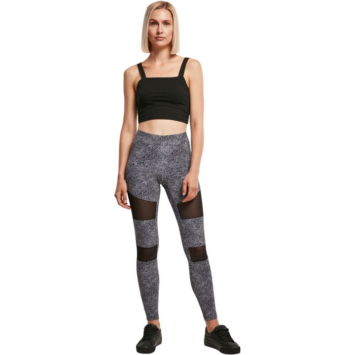 Legging femme - Urban Classics - Tech Mesh AOP - Imprimé fantaisie - Inserts en maille - Confort extensible