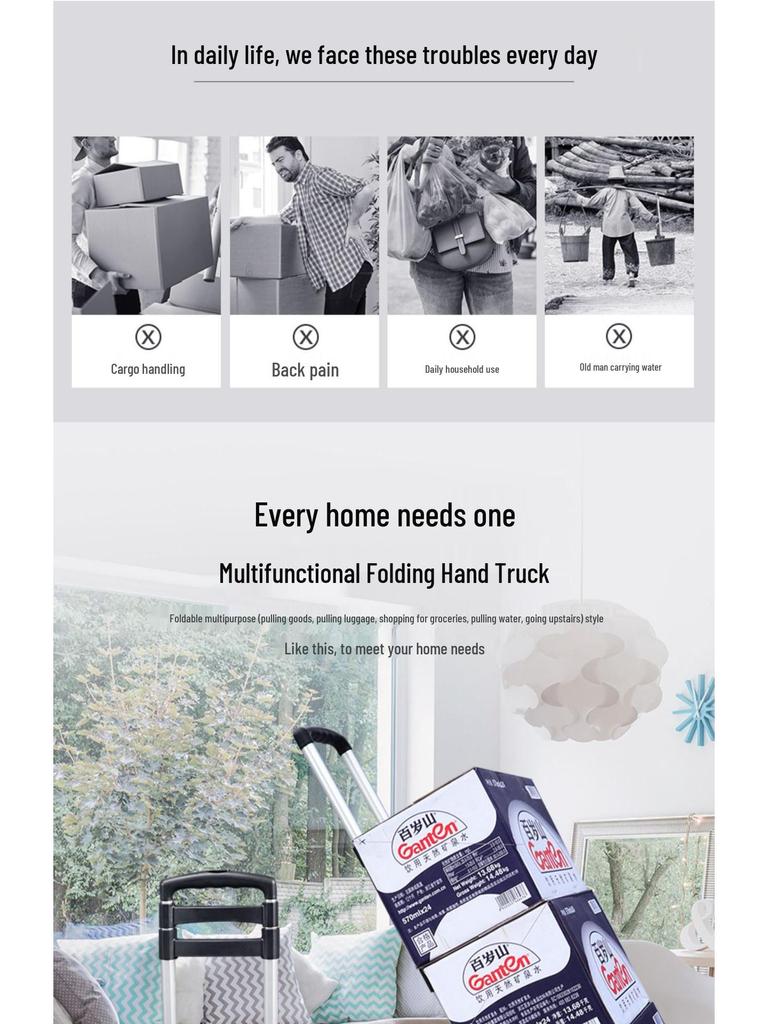 Portable Folding Luggage Trolley for Shopping and Goods
